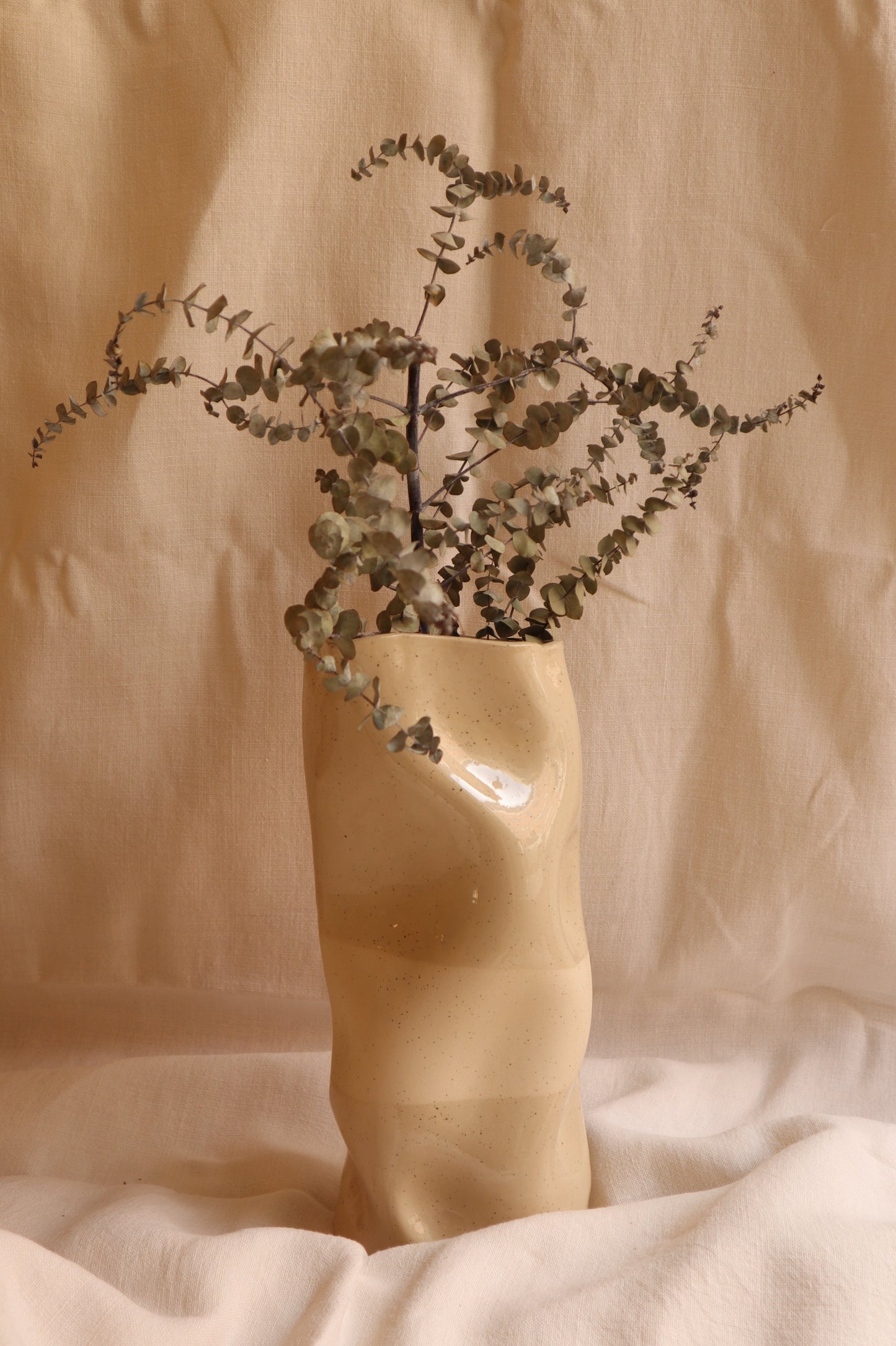 Beige Curved Two-Tone Vase