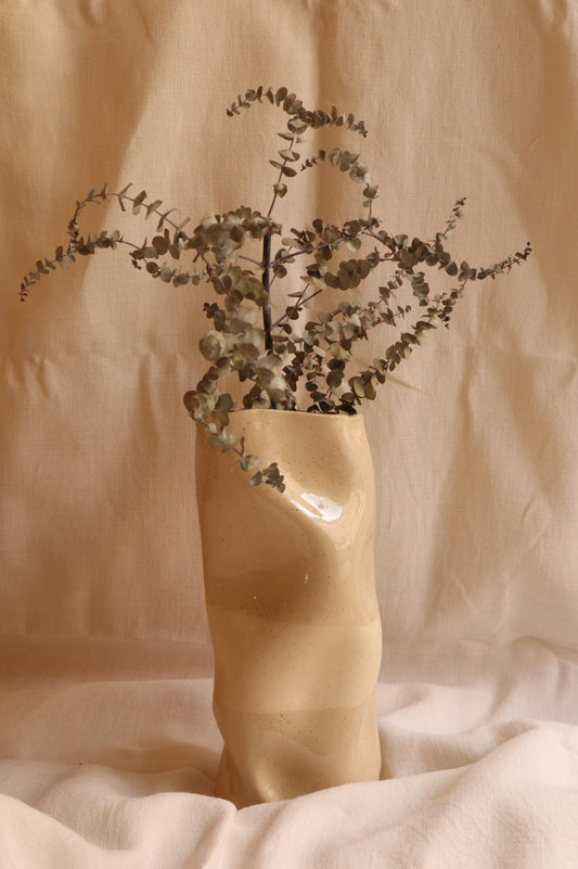 Beige Curved Two-Tone Vase