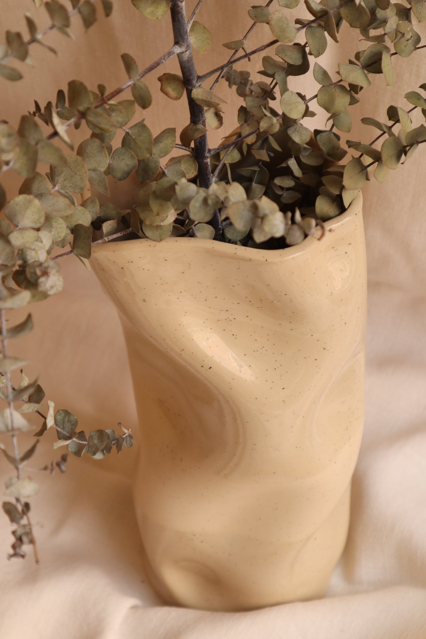 Beige Curved Two-Tone Vase