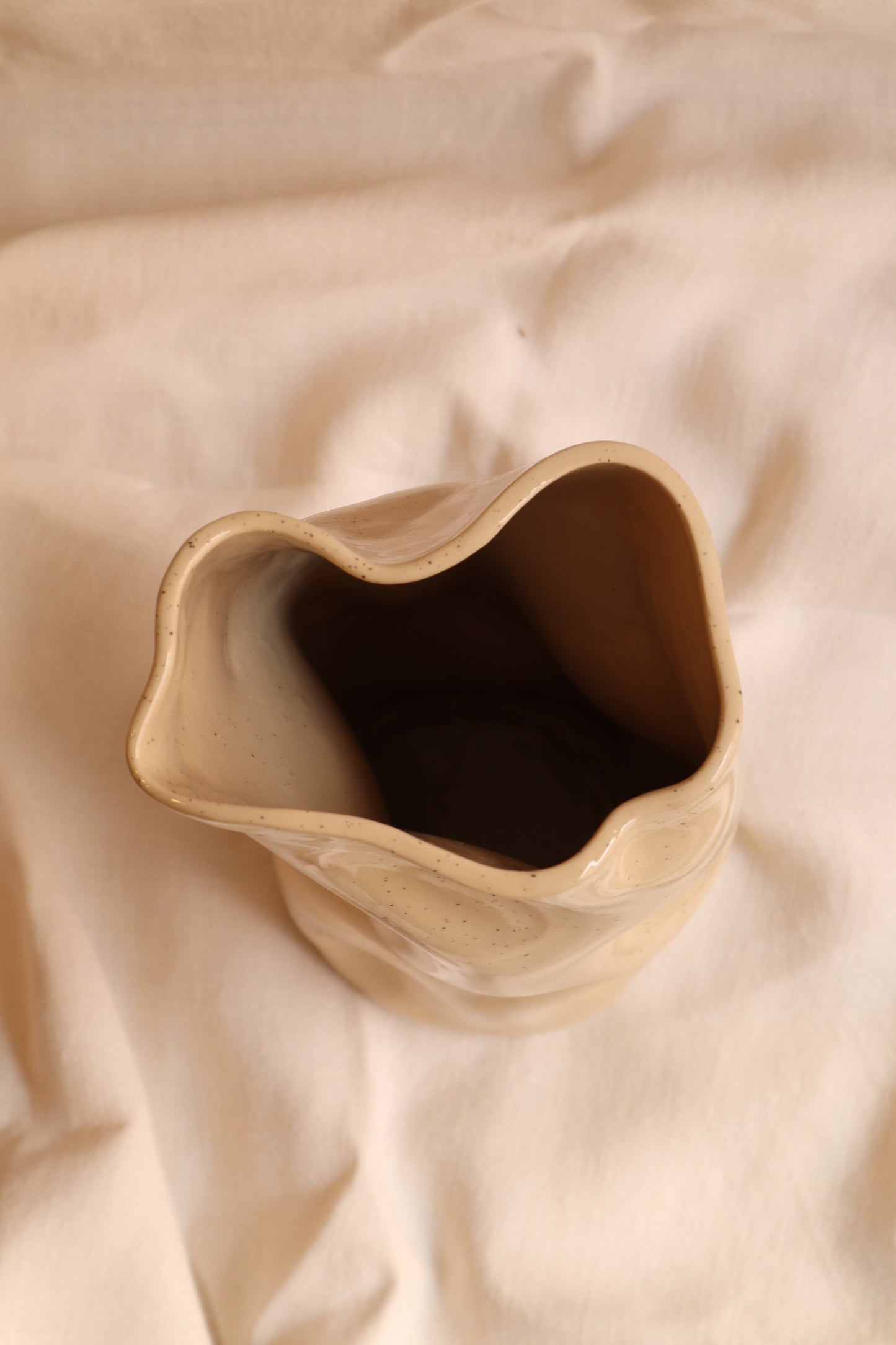 Beige Curved Two-Tone Vase