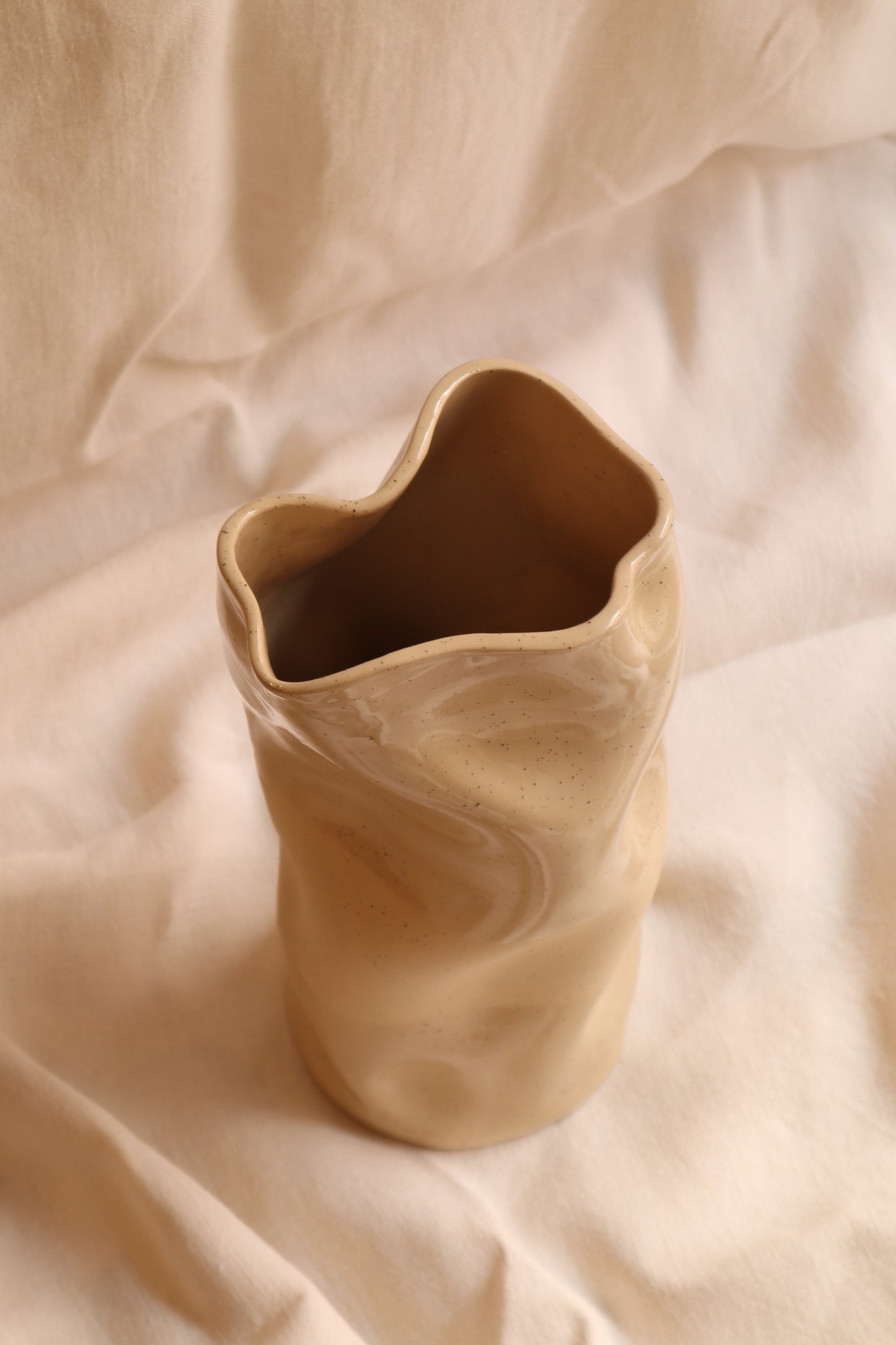 Beige Curved Two-Tone Vase