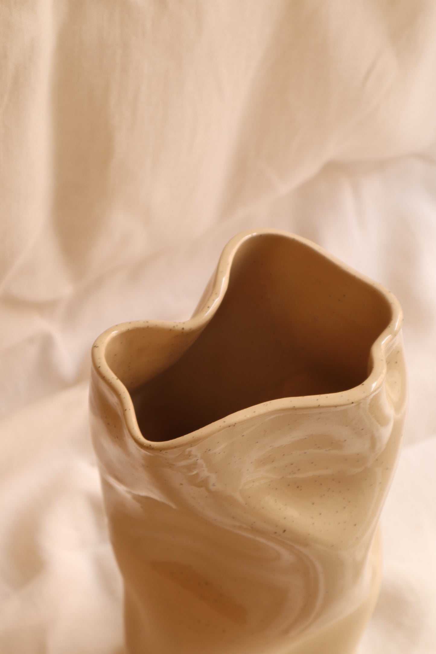 Beige Curved Two-Tone Vase